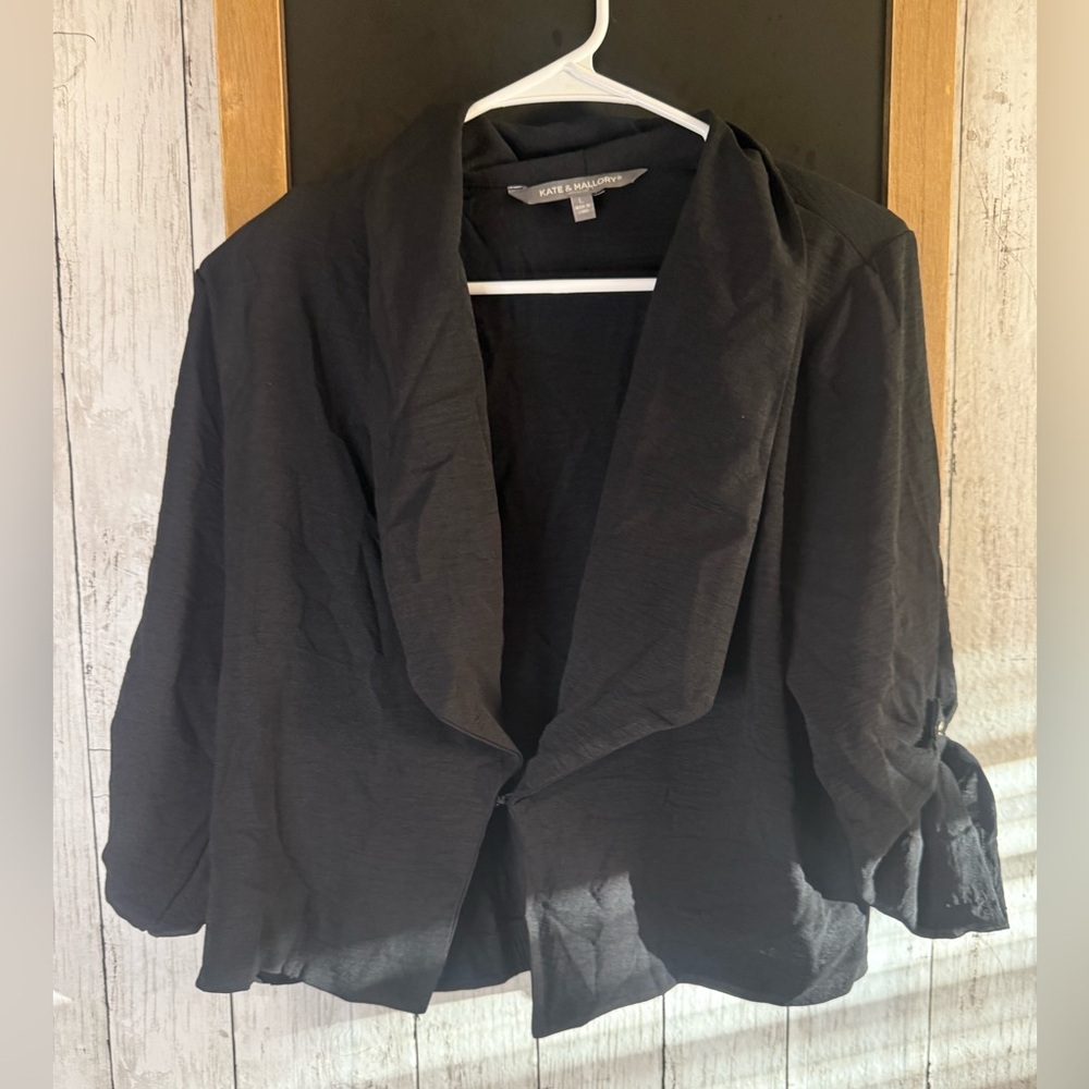 Women’s Kate & Mallory Black Cropped Black 3/4 Sleeve Blazer Jacket 674